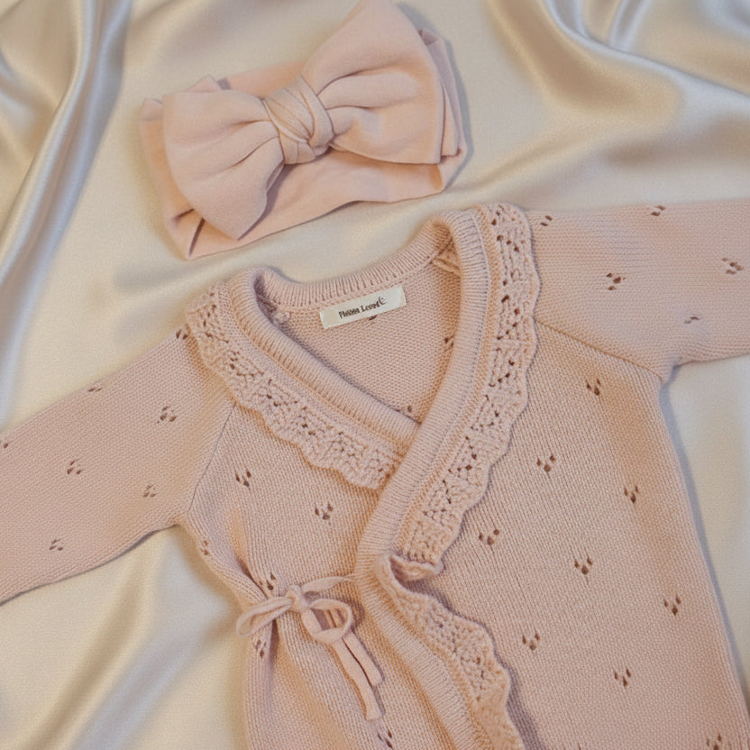 babystrik meisje roze katoen