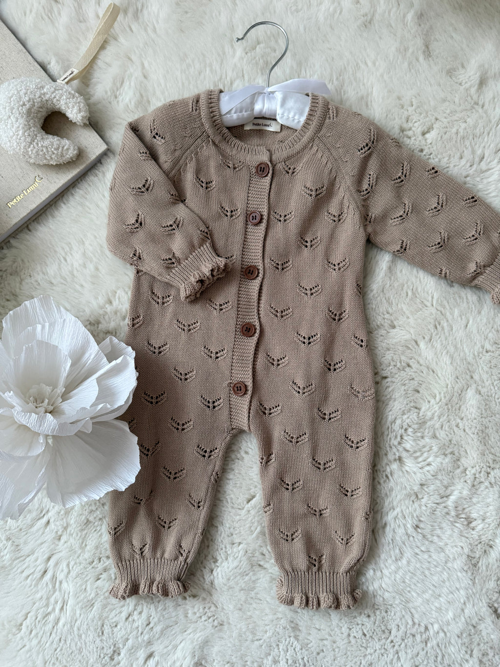 luxe babypakje beige katoen 
