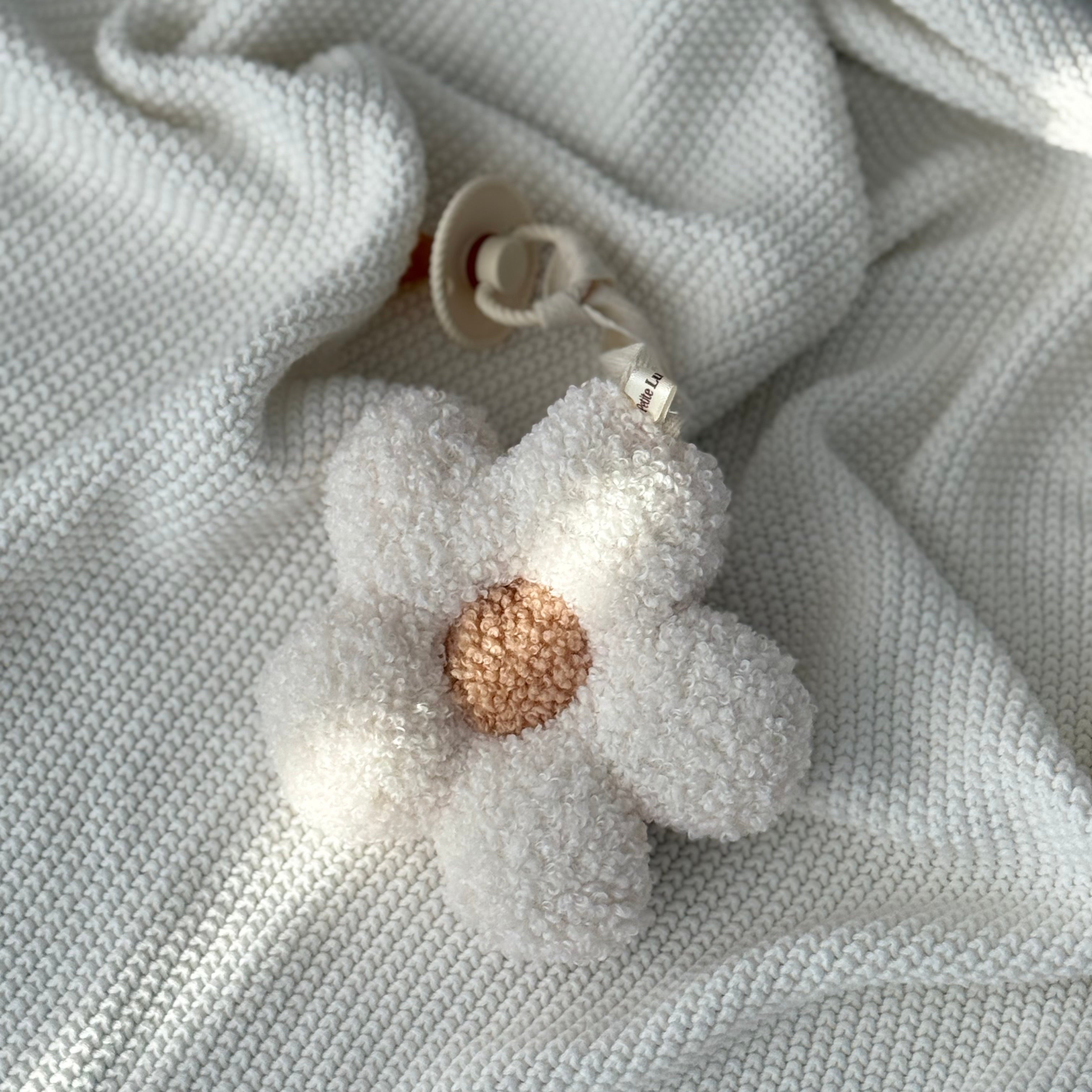 fopspeenknuffel bloem wit katoen hypoallergeen